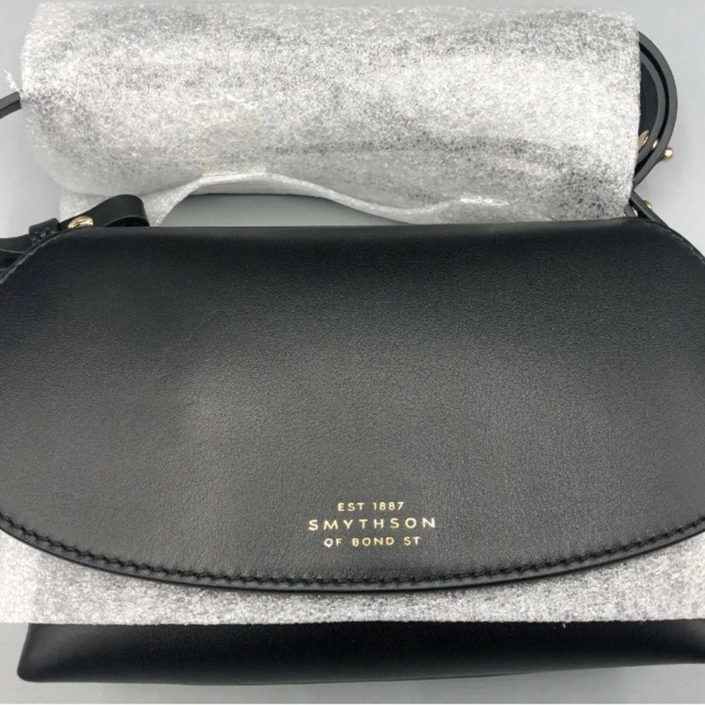 Auth New, Never Used Smythson Black Mini Crossbody Pillow Bag Pristine Condition - Picture 16 of 16